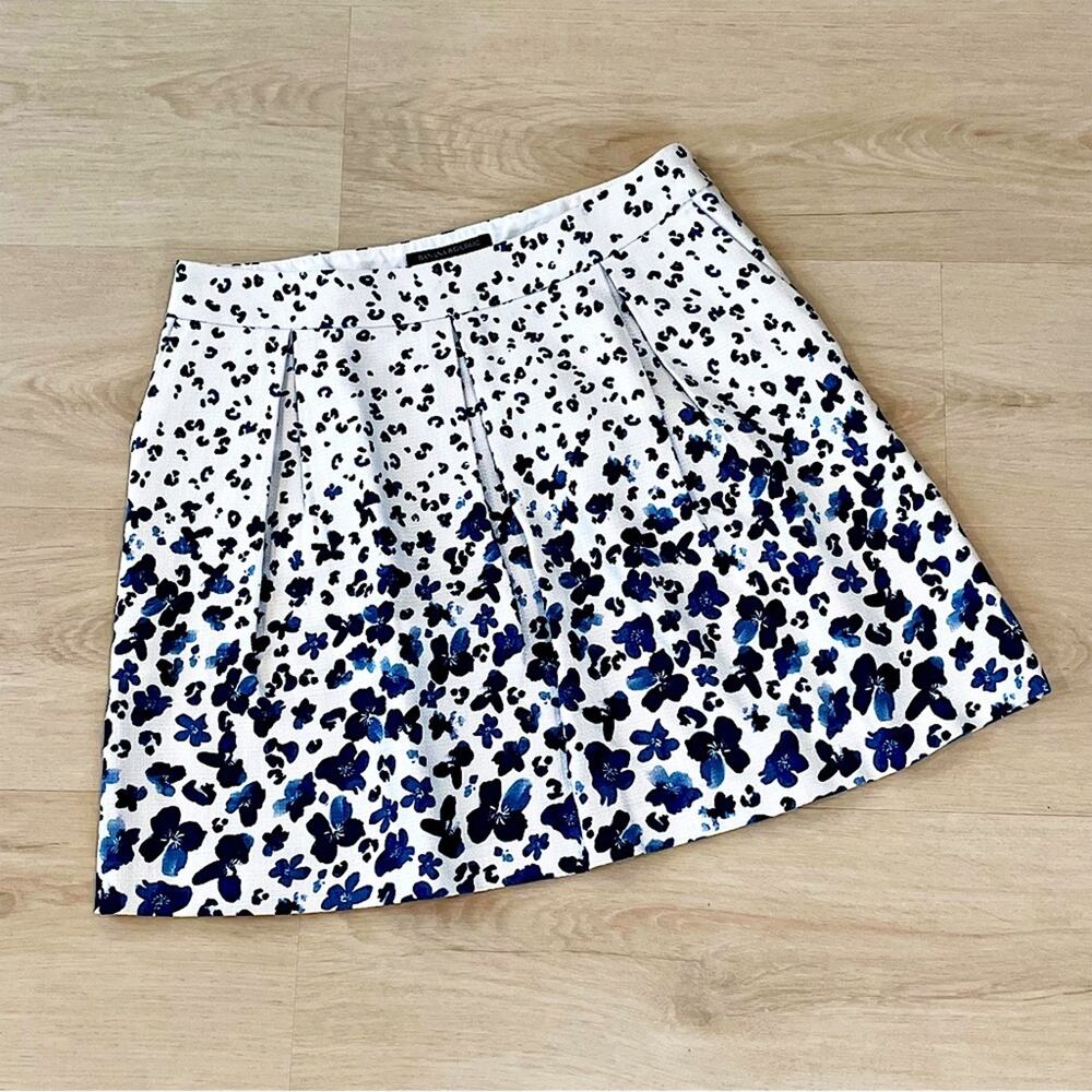 Banana Republic White and Blue Floral Mini Skirt